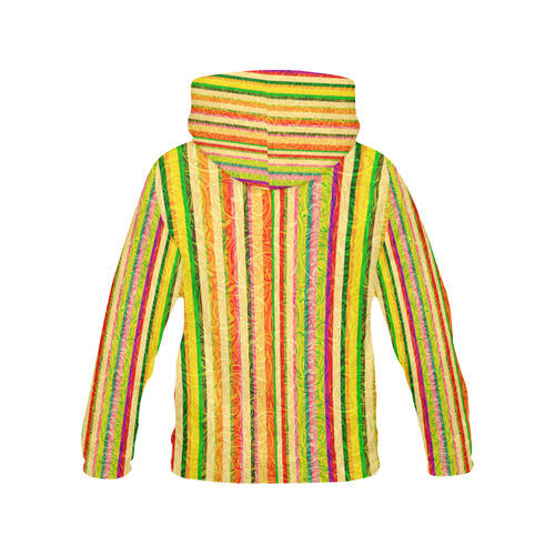 Colorful Stripes on Curls Pattern All Over Print Hoodie for Women (USA Size) (Model H13)