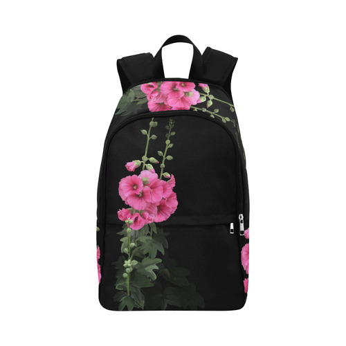 Pink Hollyhocks, floral watercolor Fabric Backpack for Adult (Model 1659)