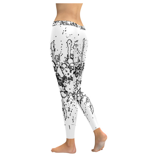 CRAZY multicolored double running SPLASHES Women's Low Rise Leggings (Invisible Stitch) (Model L05)