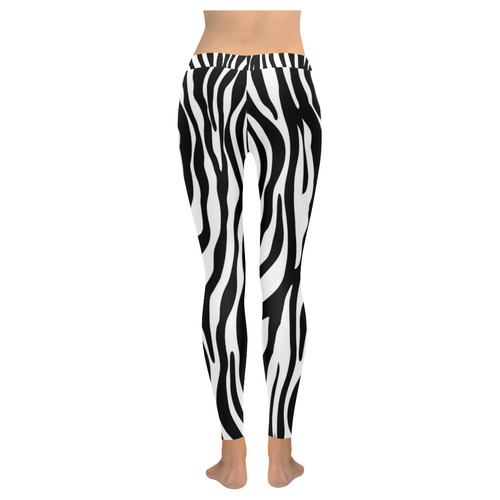 Zebra Stripes Pattern - Traditional Black White Women's Low Rise Leggings (Invisible Stitch) (Model L05)