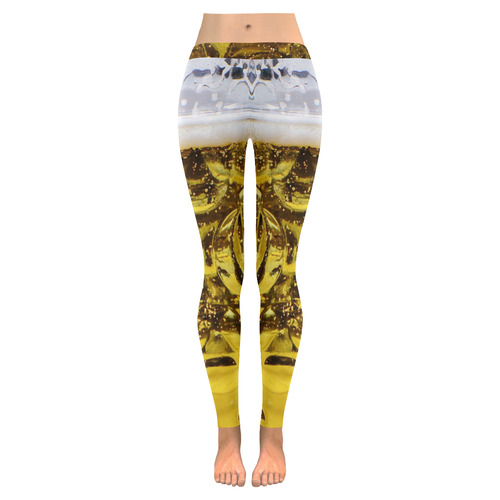 Photography - real GLASS OF BEER Women's Low Rise Leggings (Invisible Stitch) (Model L05)