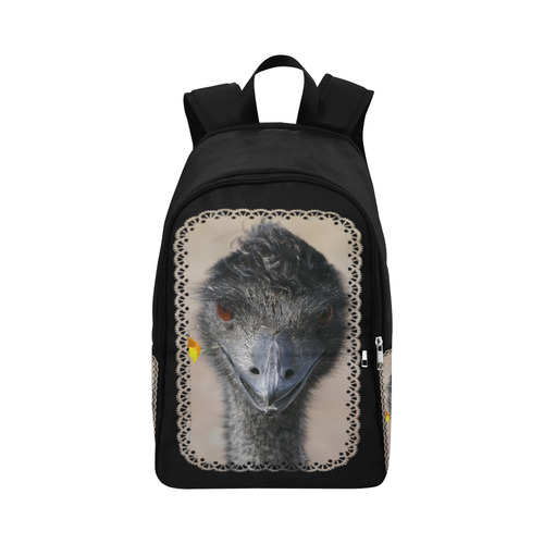 Happy Emu with yellow flower, photo Fabric Backpack for Adult (Model 1659)