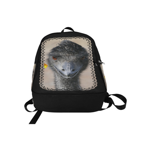 Happy Emu with yellow flower, photo Fabric Backpack for Adult (Model 1659)