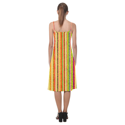 Colorful Stripes on Curls Pattern Alcestis Slip Dress (Model D05)