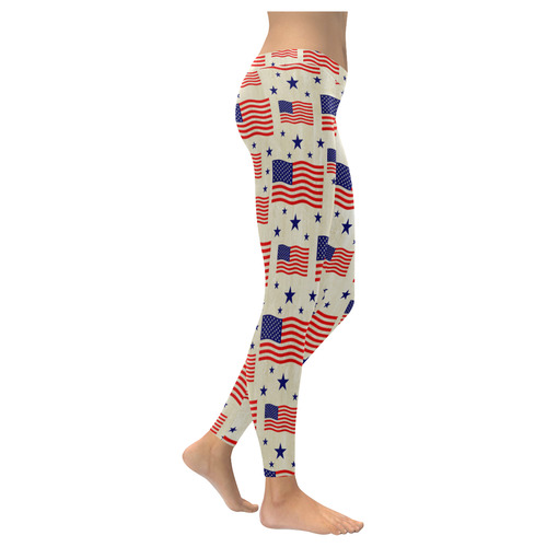 Flag Of The USA grungy style Pattern Women's Low Rise Leggings (Invisible Stitch) (Model L05)