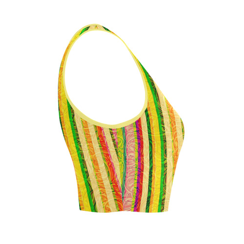 Colorful Stripes on Curls Pattern Women's Crop Top (Model T42)