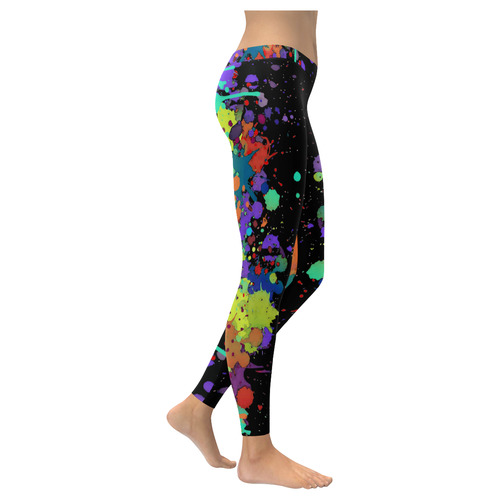 CRAZY multicolored SPLASHES / SPLATTER / SPRINKLE Women's Low Rise Leggings (Invisible Stitch) (Model L05)