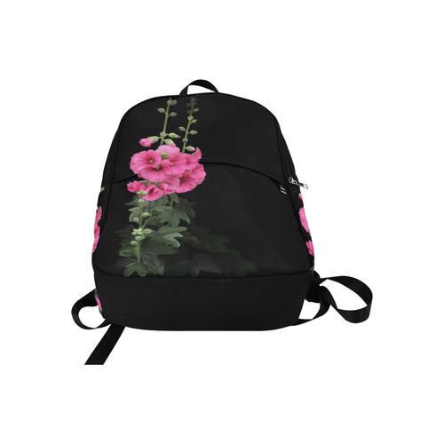 Pink Hollyhocks, floral watercolor Fabric Backpack for Adult (Model 1659)