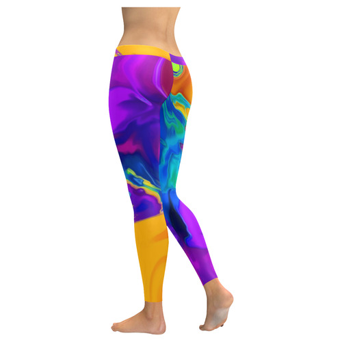 The PERFECT WAVE abstract multicolored Women's Low Rise Leggings (Invisible Stitch) (Model L05)