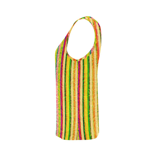 Colorful Stripes on Curls Pattern All Over Print Tank Top for Women (Model T43)