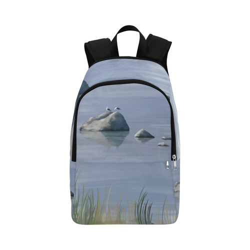 Seagulls on stones, watercolor birds Fabric Backpack for Adult (Model 1659)