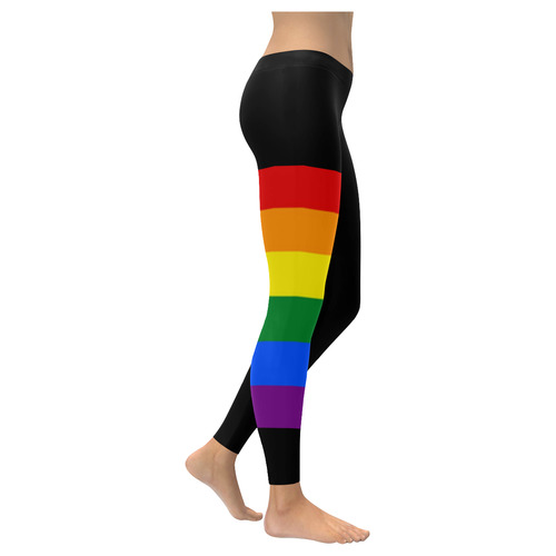 Gay Pride Rainbow Flag Stripes Women's Low Rise Leggings (Invisible Stitch) (Model L05)