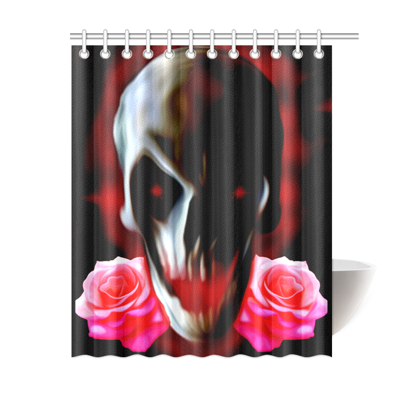 Abstract skull with roses Shower Curtain 60"x72" ID D1705769