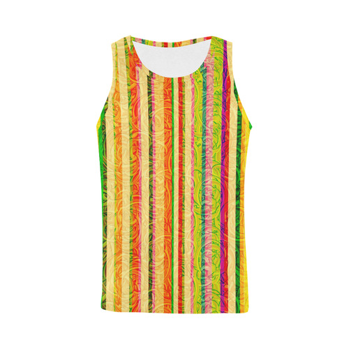 Colorful Stripes on Curls Pattern All Over Print Tank Top for Men (Model T43)