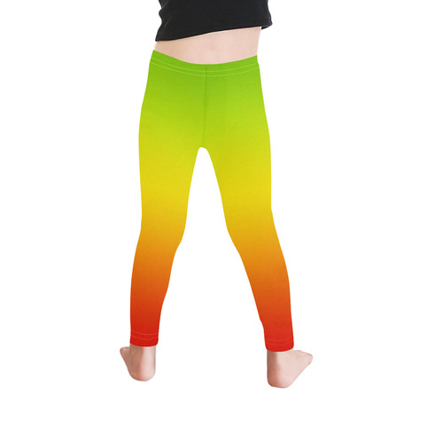 Rastafari Gradient Green Yellow Red Kid's Ankle Length Leggings (Model L06)