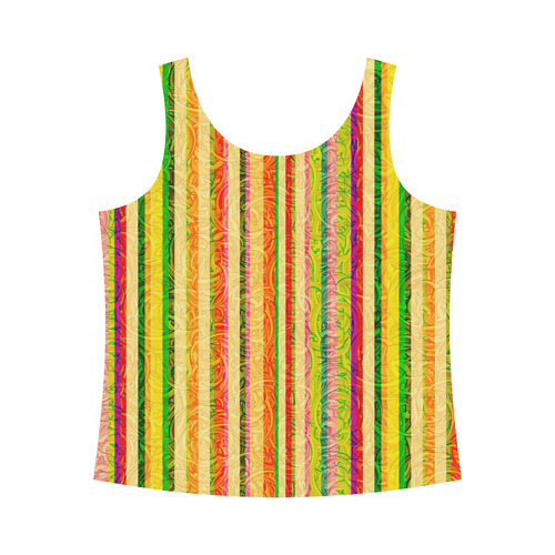 Colorful Stripes on Curls Pattern All Over Print Tank Top for Women (Model T43)