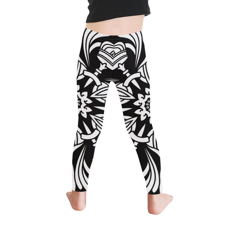 Symbol Ornaments Royal Crown Mandala White Kid's Ankle Length Leggings (Model L06)