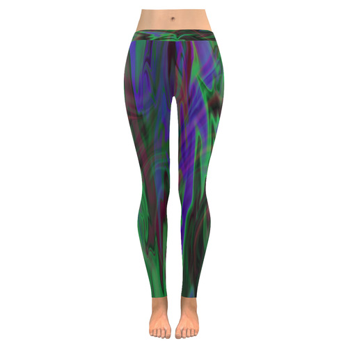 Pastel Iridescent Marble Waves Pattern Women's Low Rise Leggings (Invisible Stitch) (Model L05)
