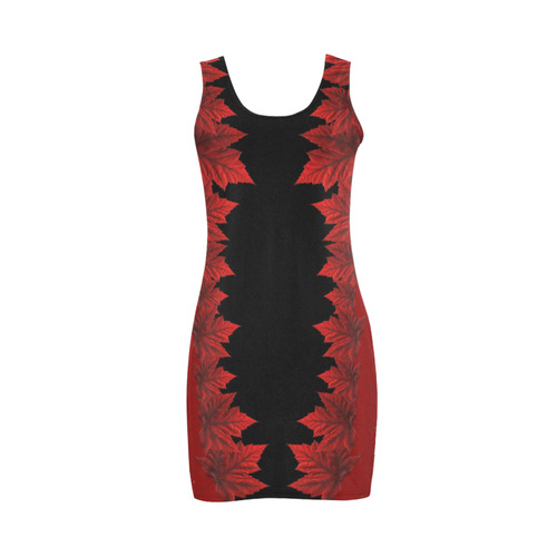 Canada Maple Leaf Dress Fitted Black & Red Medea Vest Dress (Model D06)