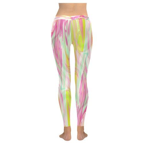 Pastel Iridescent Marble Waves Pattern Women's Low Rise Leggings (Invisible Stitch) (Model L05)