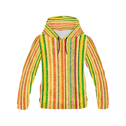 Colorful Stripes on Curls Pattern All Over Print Hoodie for Women (USA Size) (Model H13)