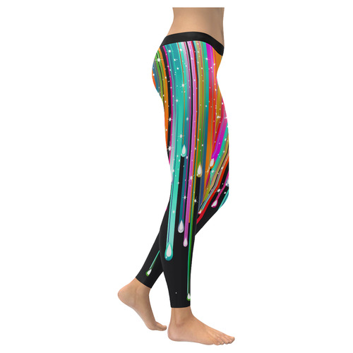 Stars & Stripes Shower multicolored Women's Low Rise Leggings (Invisible Stitch) (Model L05)