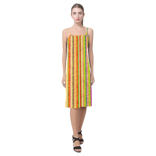 Colorful Stripes on Curls Pattern Alcestis Slip Dress (Model D05)