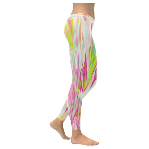 Pastel Iridescent Marble Waves Pattern Women's Low Rise Leggings (Invisible Stitch) (Model L05)