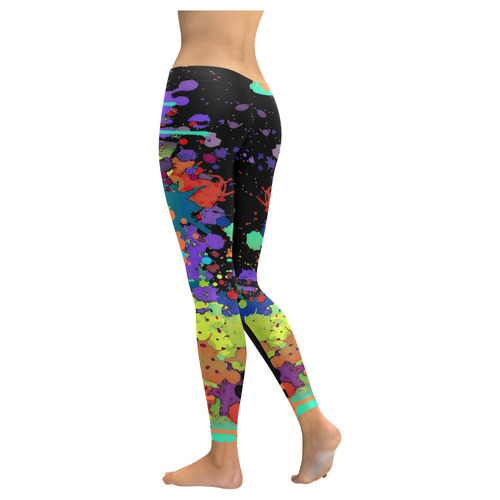 CRAZY multicolored SPLASHES / SPLATTER / SPRINKLE Women's Low Rise Leggings (Invisible Stitch) (Model L05)