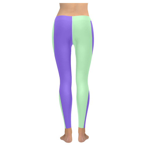 Only two Colors: Light Violet Mint Women's Low Rise Leggings (Invisible Stitch) (Model L05)