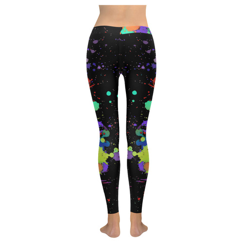 CRAZY multicolored SPLASHES / SPLATTER / SPRINKLE Women's Low Rise Leggings (Invisible Stitch) (Model L05)