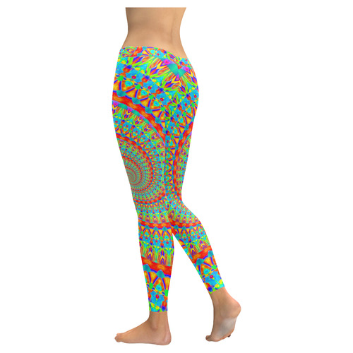 FLOWER POWER SPIRAL multicolored Women's Low Rise Leggings (Invisible Stitch) (Model L05)