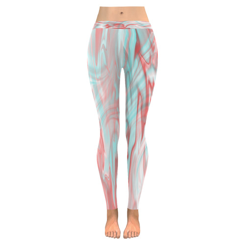 Pastel Iridescent Marble Waves Pattern Women's Low Rise Leggings (Invisible Stitch) (Model L05)