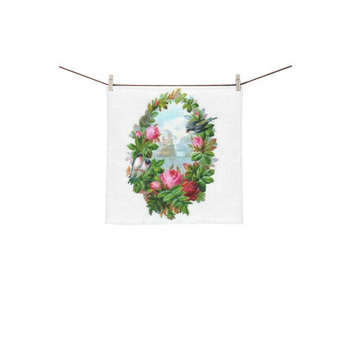 Vintage Floral Wreath Square Towel 13“x13”