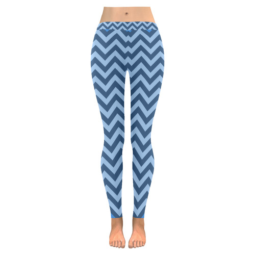 Chevron ZigZag black & white transparent Women's Low Rise Leggings (Invisible Stitch) (Model L05)