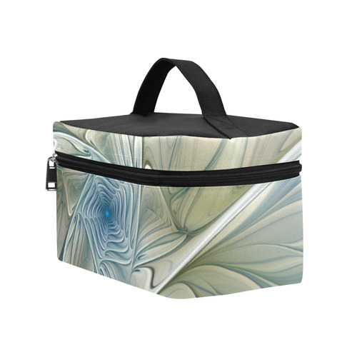 Floral Fantasy Pattern Abstract Blue Khaki Fractal Cosmetic Bag/Large (Model 1658)