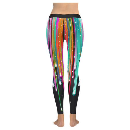 Stars & Stripes Shower multicolored Women's Low Rise Leggings (Invisible Stitch) (Model L05)