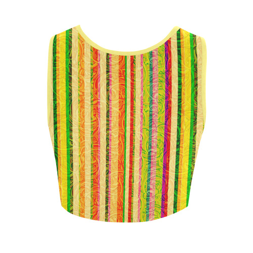 Colorful Stripes on Curls Pattern Women's Crop Top (Model T42)