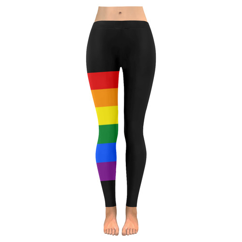 Gay Pride Rainbow Flag Stripes Women's Low Rise Leggings (Invisible Stitch) (Model L05)