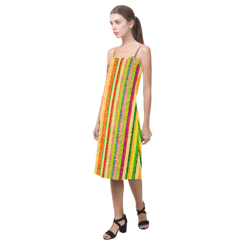 Colorful Stripes on Curls Pattern Alcestis Slip Dress (Model D05)