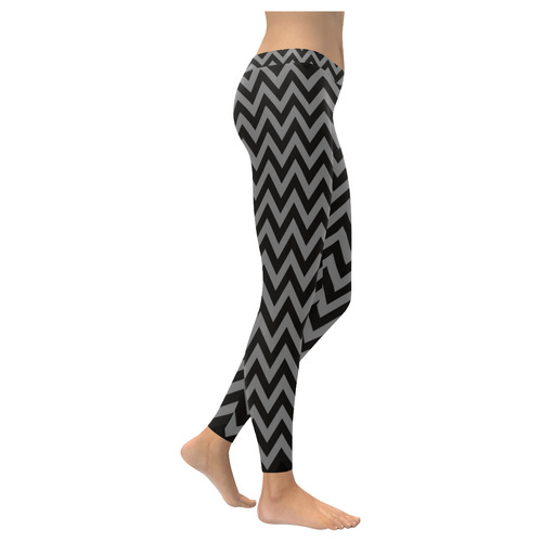 Chevron ZigZag black & white transparent Women's Low Rise Leggings (Invisible Stitch) (Model L05)
