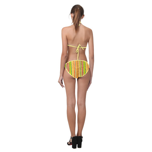 Colorful Stripes on Curls Pattern Custom Bikini Swimsuit (Model S01)