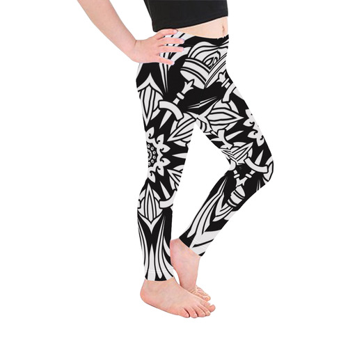 Symbol Ornaments Royal Crown Mandala White Kid's Ankle Length Leggings (Model L06)