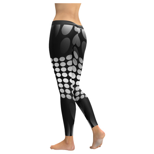 Abstract Dots HOURGLASS black grey white Women's Low Rise Leggings (Invisible Stitch) (Model L05)