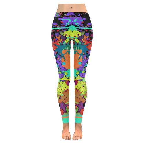 CRAZY multicolored SPLASHES / SPLATTER / SPRINKLE Women's Low Rise Leggings (Invisible Stitch) (Model L05)