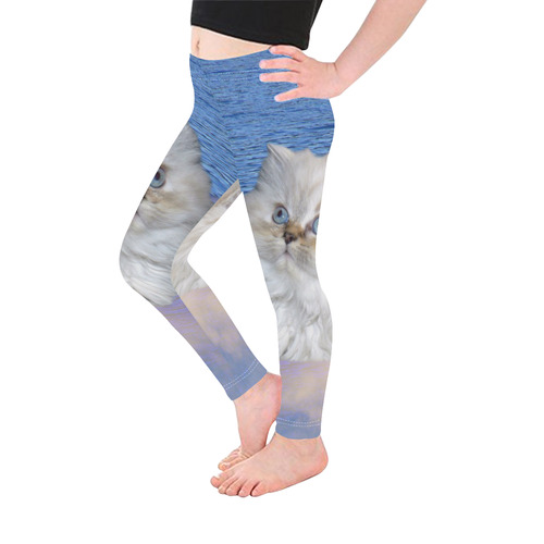 Cat and Water Kid's Ankle Length Leggings (Model L06)