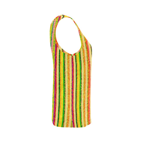 Colorful Stripes on Curls Pattern All Over Print Tank Top for Women (Model T43)