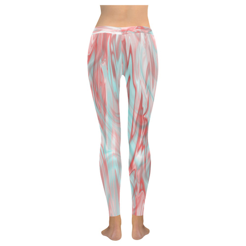 Pastel Iridescent Marble Waves Pattern Women's Low Rise Leggings (Invisible Stitch) (Model L05)