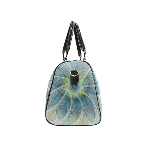 Floral Fantasy Abstract Blue Green Fractal Flower New Waterproof Travel Bag/Small (Model 1639)