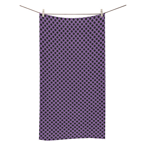 Royal Lilac and Black Polka Dots Bath Towel 30"x56"